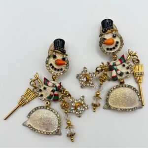 Lunch at the Ritz Snowman Dangle Earrings
